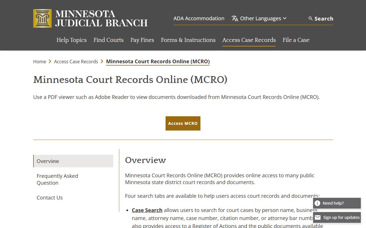 Cottonwood County jail mugshots MCRO case records page